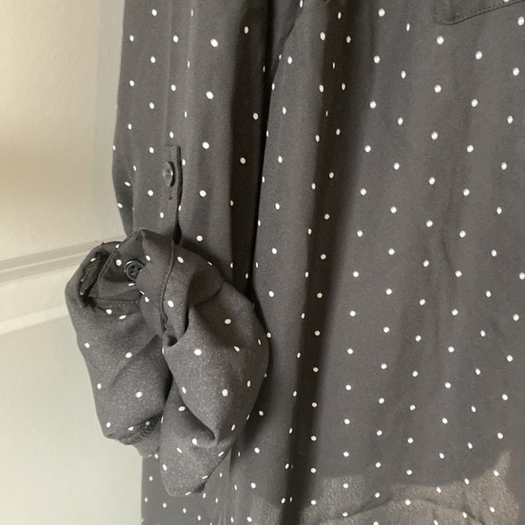 Lane Bryant 14 16 blouse polka dots black white long sleeves - Picture 5 of 13